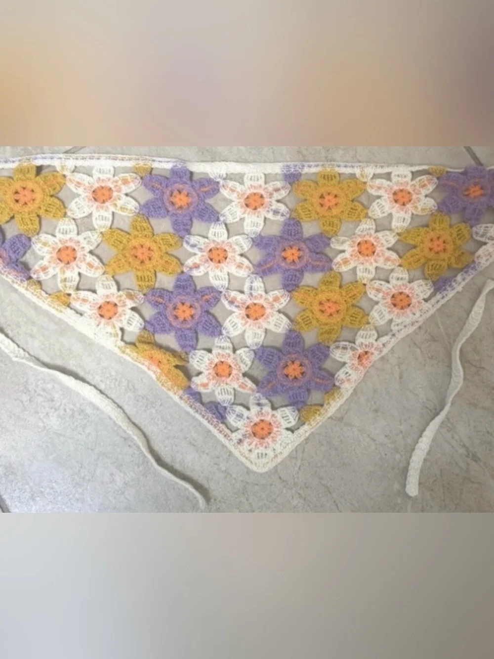 Anthropologie Floral Crochet Hair Scarf